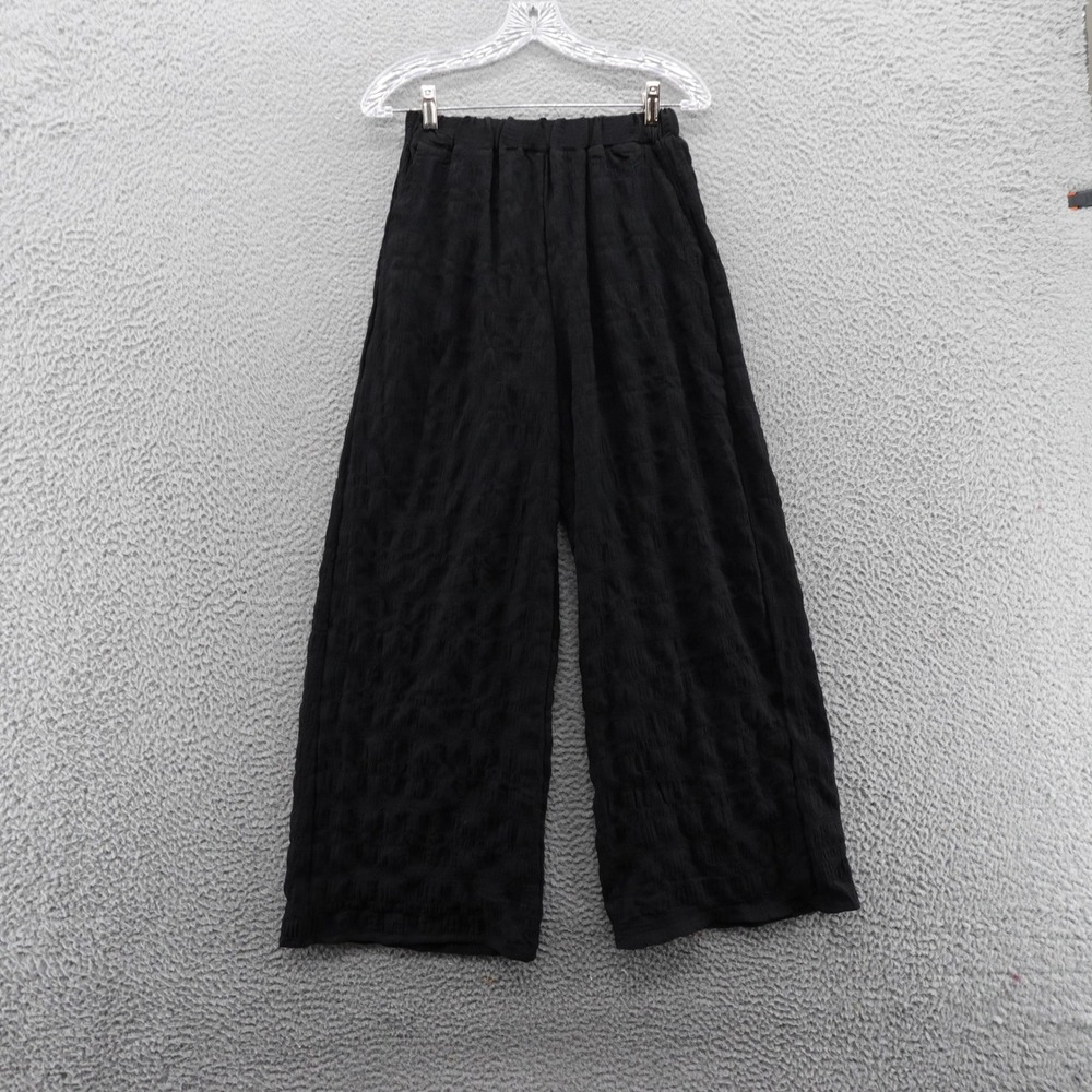 Nordstrom Rack Womens Black Textured‎ Wide Leg Pants Size XS Pull On NEW
